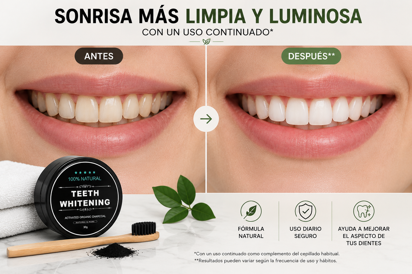 Polvo Dental de Carbón Activo